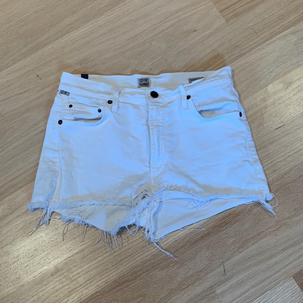 high rise white jean shorts